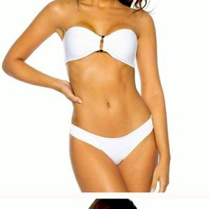 NWT PILYQ White Bandeau Teeny Bikini Set